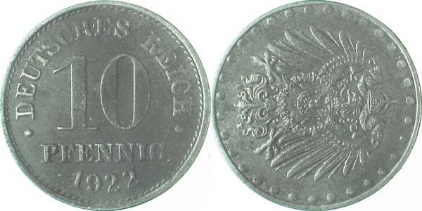 S29822E2.5 10 Pfennig  1922E S90 ss/vz !!! J 298  