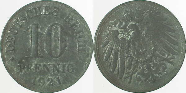 S29921-2.0 10 Pfennig  1921 S330 vz J 299  