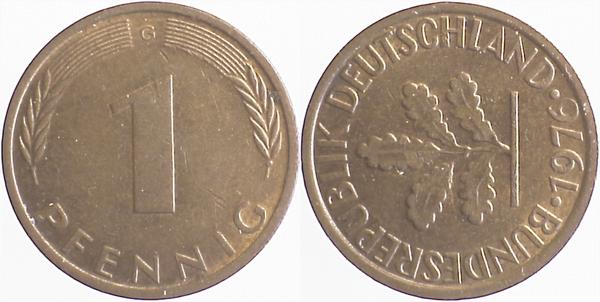 S38076G2.0 1 Pfennig  1976G VZ S45-S60 J 380  