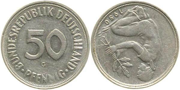 S38450G2.5 50 Pfennig  1950G S180 Franz.Prägung ss/vz J 384  