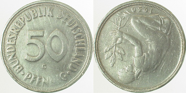 S38450G3.2 50 Pfennig  1950G S180 ss- J 384  