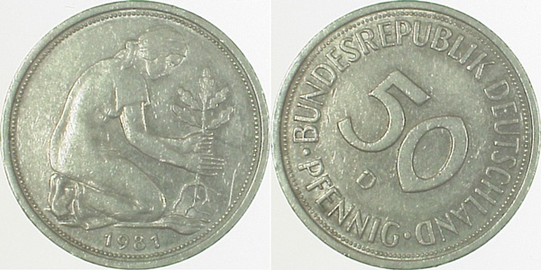 S38481D3.0b 50 Pfennig  1981 D ss S45 J 384  