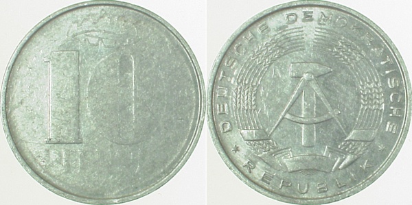 U1510---2.0 10 Pfennig  DDR sehr schwachePrägung J1510  