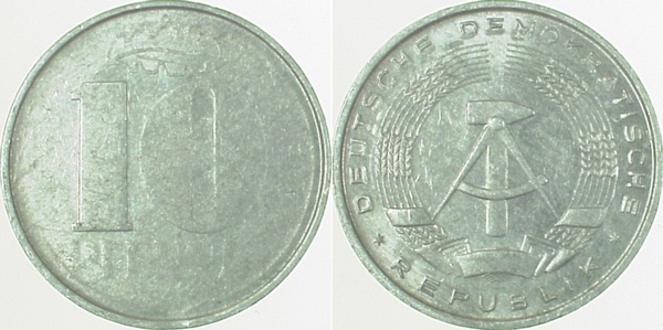 U1510---2.0 10 Pfennig  DDR sehr schwachePrägung J1510  