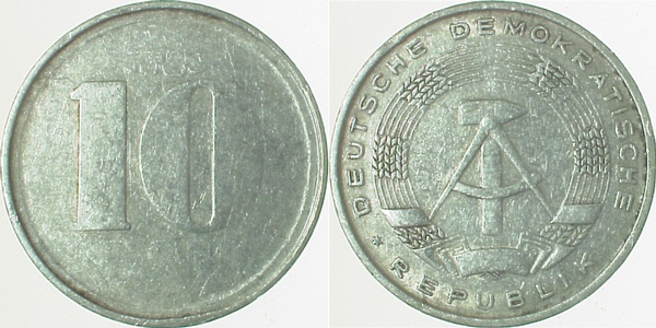 U1510---2.5 10 Pfennig  DDR sehr schw.Prägung J1510  