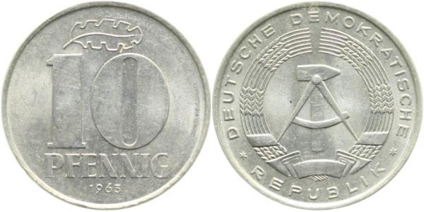 U151063A1.5 10 Pfennig  DDR 1963 ohne Münzzeichen vz/st !!!!!!!!!! J1510  