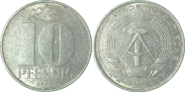 U151079A2.5 10 Pfennig  DDR 79A Rs tw.undeut.ss J1510  