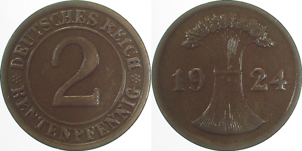 U30724-2.6 2 Pfennig  24 o.Mzz. ss/vz J 307  