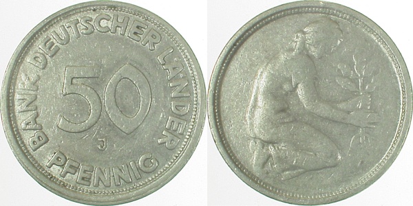 U37949J3.0 50 Pfennig  1949J o.Jsz. ss J 379  