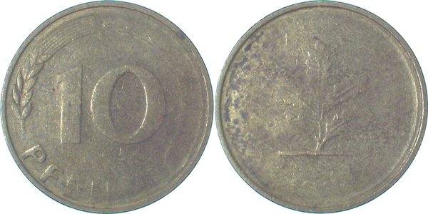 U383--F2.5 10 Pfennig  Mzz.F RS: nur Blatt erkennbar !!! J 383  