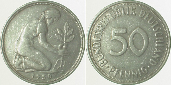 U38450-3.0 50 Pfennig  1950 o.Mzz ss J 384  
