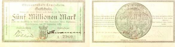 Crailsheim-1-gebr   Crailsheim 1923 Notgeld gebraucht Notgeld  