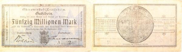 Crailsheim-3-gebr   Crailsheim 1923 Notgeld gebraucht selten Notgeld  