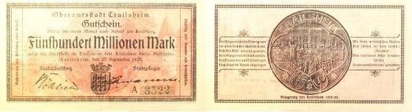 Crailsheim-5-gebr   Crailsheim 1923 Notgeld gebraucht selten Notgeld  