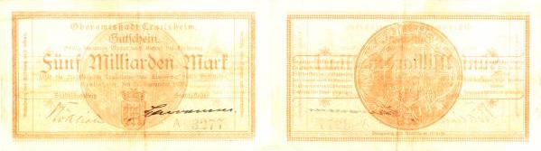Crailsheim-6b   Crailsheim 1923 Notgeld f.druckfrisch selten Notgeld  