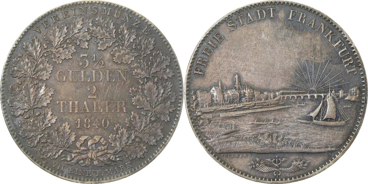 Dth-Fr-40-1.8-GG-PAT Frankf. Doppelth. 1840 b.unc, vz+ Patina Thun  