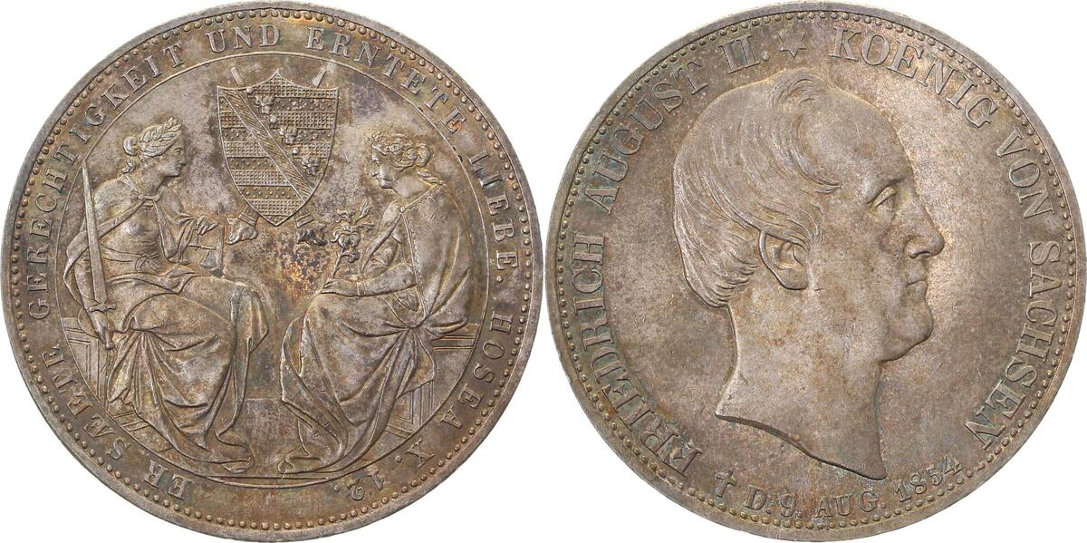 Dth-Sa-1854-1.3a-GG 1 D.  Sachsen, FR.Aug. II, 1854 f.prfr/stgl EA, Prooflike, TOP Thun 331  