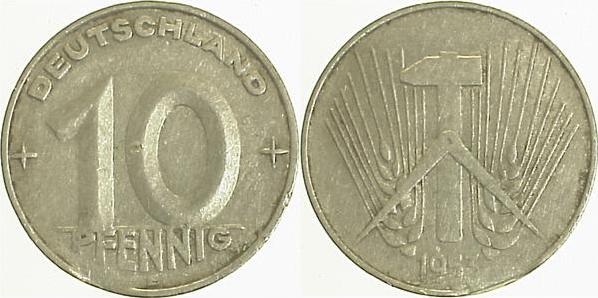 F150753E~3.0 10 Pfennig  DDR 1953E Zainende ss J1507  