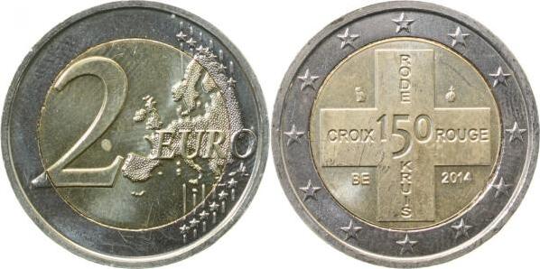 F48914-1.2-B 2 Euro Belgien 2014 Rote Kr. auf Itali. Rohling mit * 2 * 2 * geprägt J 489  