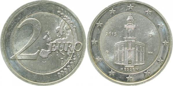 F48915D2.0 2 Euro 2015D Hessen durchgeh.Cu/Ni mit extra Pille unmagn. J 489  