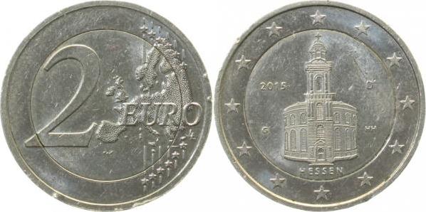 F59315G2.0 2 Euro 2015G Hessen durchgeh.Cu/Ni mit extra Pille unmagn. J 593  