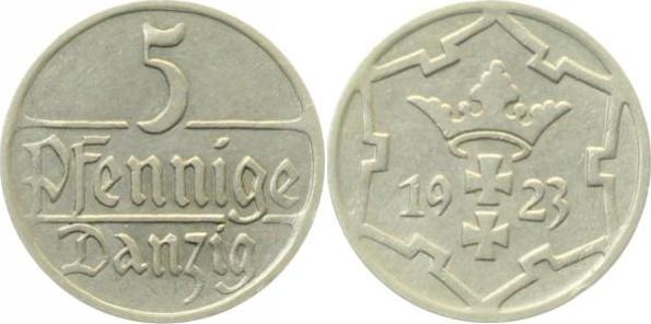 JD0423-~2.0 5 Pfennig  Danzig 1923 vz- JD04  