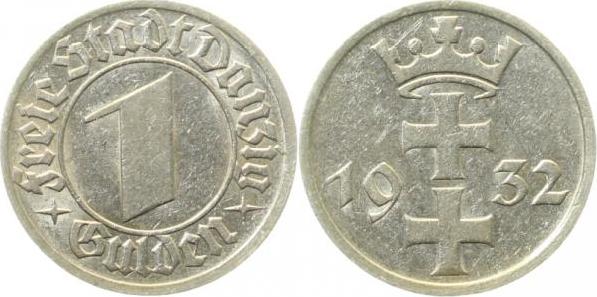 JD1532-~2.2 1Gulden 1932 Danzig vz- JD15  