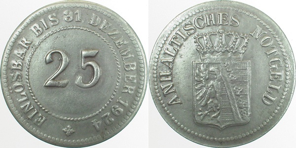 JN0124-~2.5 25 Pfennig  Anhalt ss/vz l. Korrosion JN01  