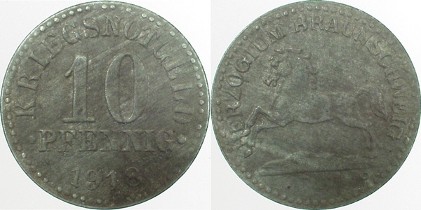 JN03b18-~2.5 10 Pfennig Braunschweig 1918 ss/vz JN03b  