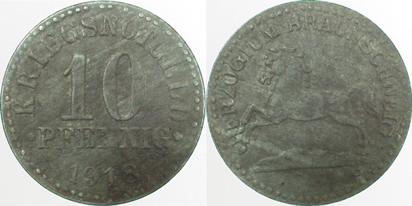 JN03b18-~2.5 10 Pfennig Braunschweig 1918 ss/vz JN03b  