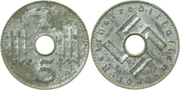 JN61840B~1.3-GG 5 Pfennig  Reichskr.1940B prfr.leichte korrosion J 618  