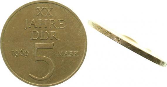 P152469-~2.0 5 Mark  DDR 2 x Randinschrift gegenläufig vz J1524  