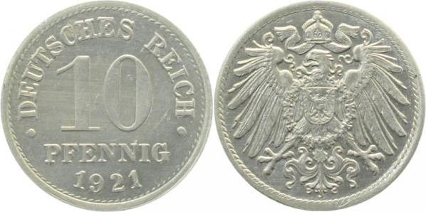 PROB299M12 10 Pfennig  1921 Probe Zink/Alu platt. 2kl. Kerben am Rand J 299  