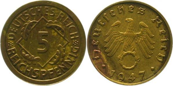 PROB316/374 5 Pfennig  1947 Mess.Hkrz.entfernt J 316/374  