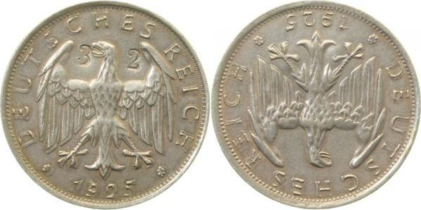 PROB320-A 2 Reichsmark  1925 2 x Adlerseite nr.32 Sch.unediert  