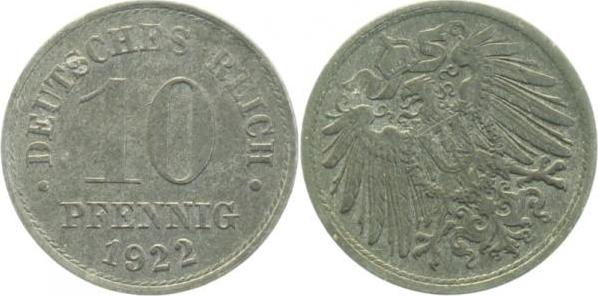 S29922-2.2 10 Pfennig  1922 ca. S315 f. vz!!! J 299  