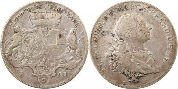 Th-Br.An-1765-3.2-GG Thaler Brandenburg-Ansbach 1765 SS- DAV 1995  