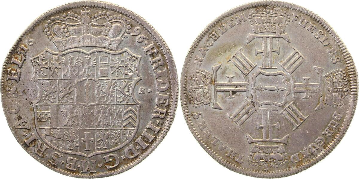 Th-Pr-96-2.2-GG Bancotaler Preussen 1696 Albertustaler fast VZ David 6221  