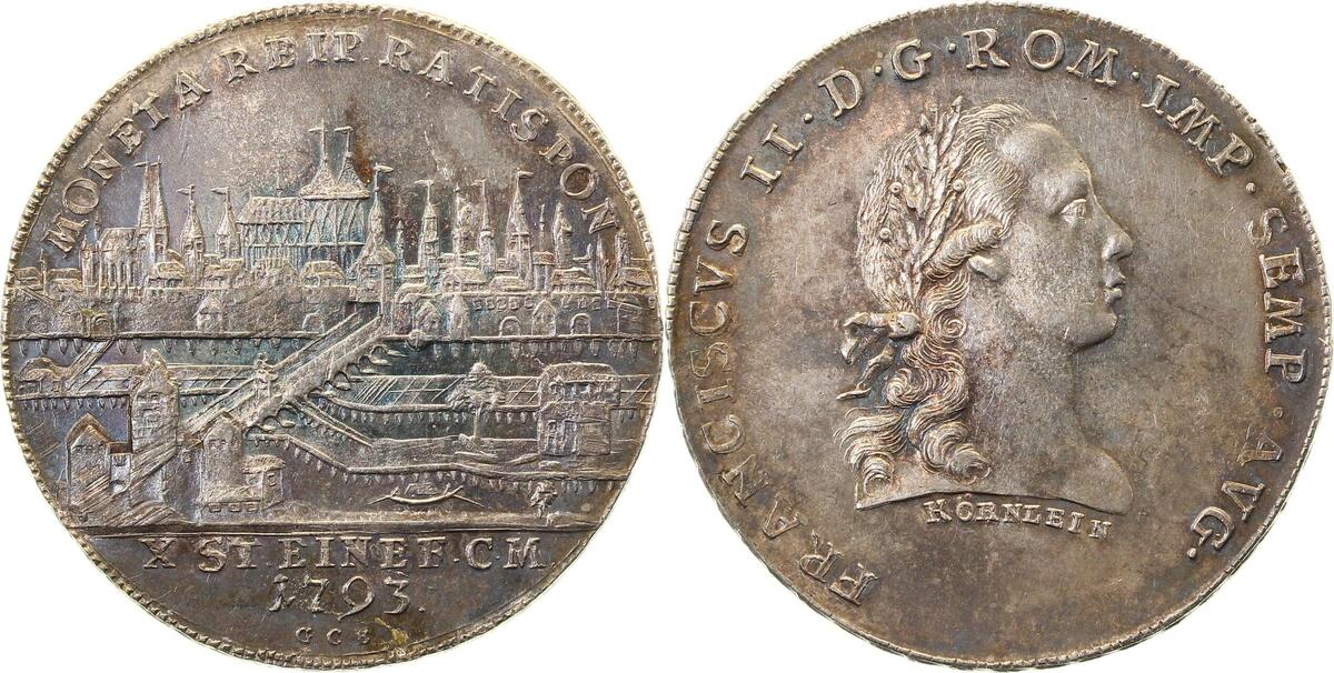 Th-Reg-1793-1.3a-GG   1793 Regensb. Franz II, f.prfr/stgl Prooflike, schöne Patina ---  