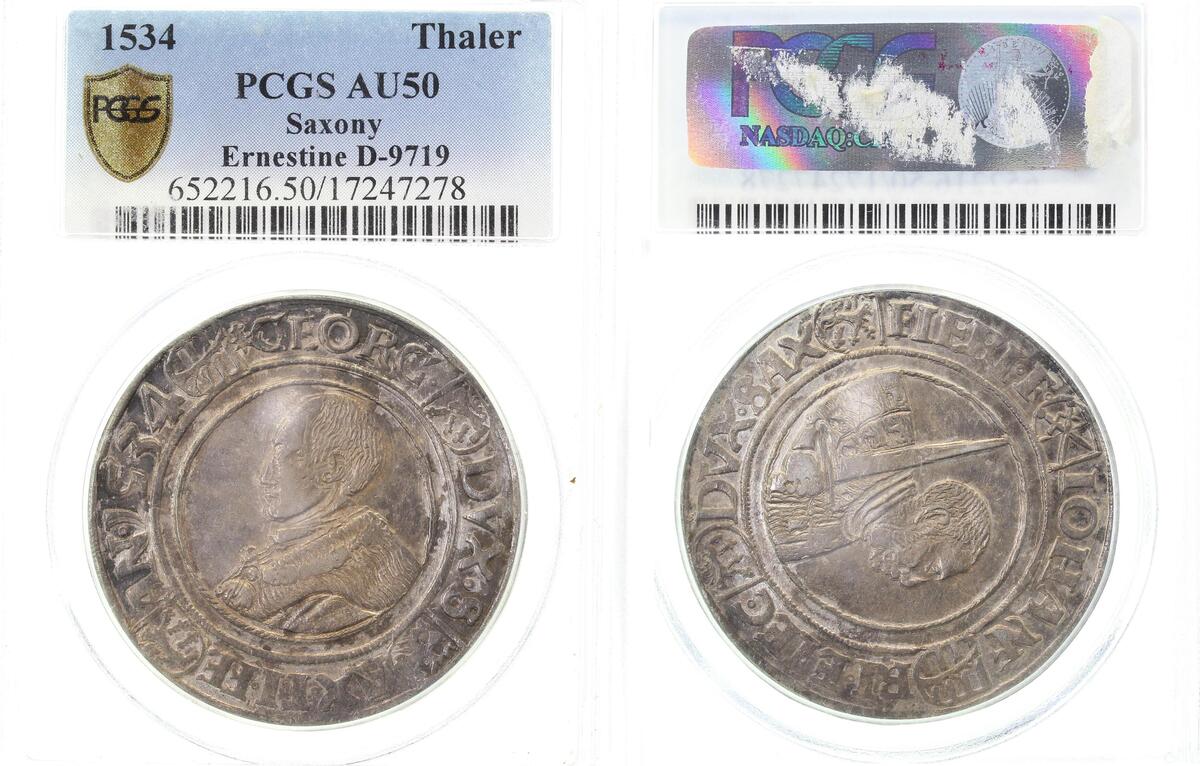 Th-Sa-1534-GG Sachsentaler 1534 Annaberg, fast vz, PCGS AU50, 17247278 ---  