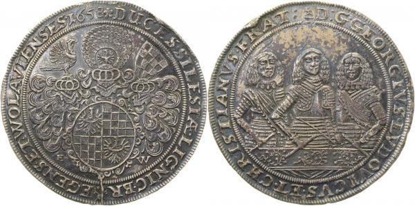 Th-Schles-1658-GG R.Thaler 1658 Schlesw.-Liegn-Brieg, toll vz erhalten, Hkspur Top Dav 7731A  