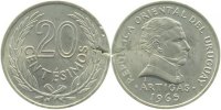 d WELTM-UR-1 20 Centesim.1965 Schrötl.Fehler KM44