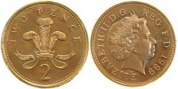 d 2 Penny WELTM-GB-2a 1999 mit Rille im Rand !!! KM987a