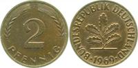 d 2 Pf 38169J~2.0k 2 Pfennig 1969J vz Kupfer RR inkl. Expertise J 381