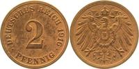 d 2 Pf 01116E~1.5b 2 Pfennig  1916E vz/st !! gereinigt J 011