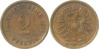 d 2 Pf 00275D~1.5b 2 Pfennig 1875D f.prfr Adlerschild Prägeschwäche J 002