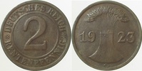 d 2 Pf 30723G~2.5a 2 Pfennig 1923G St.Riss d.Mzz ss/vz J 307