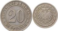 d  01490D~2.5b 20Pfennig  1890D ss/vz  9 über 8  !!!!! J 014