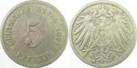 d 5 Pf 01297G~2.8v 5 Pfennig  1897G ss+G Mzz:doppelt J 012