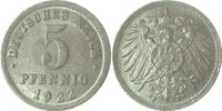 d 5 Pf 29722F~1.1-P 5 Pfennig 1922F prfr/st WS stark Doppelt !!! J 297